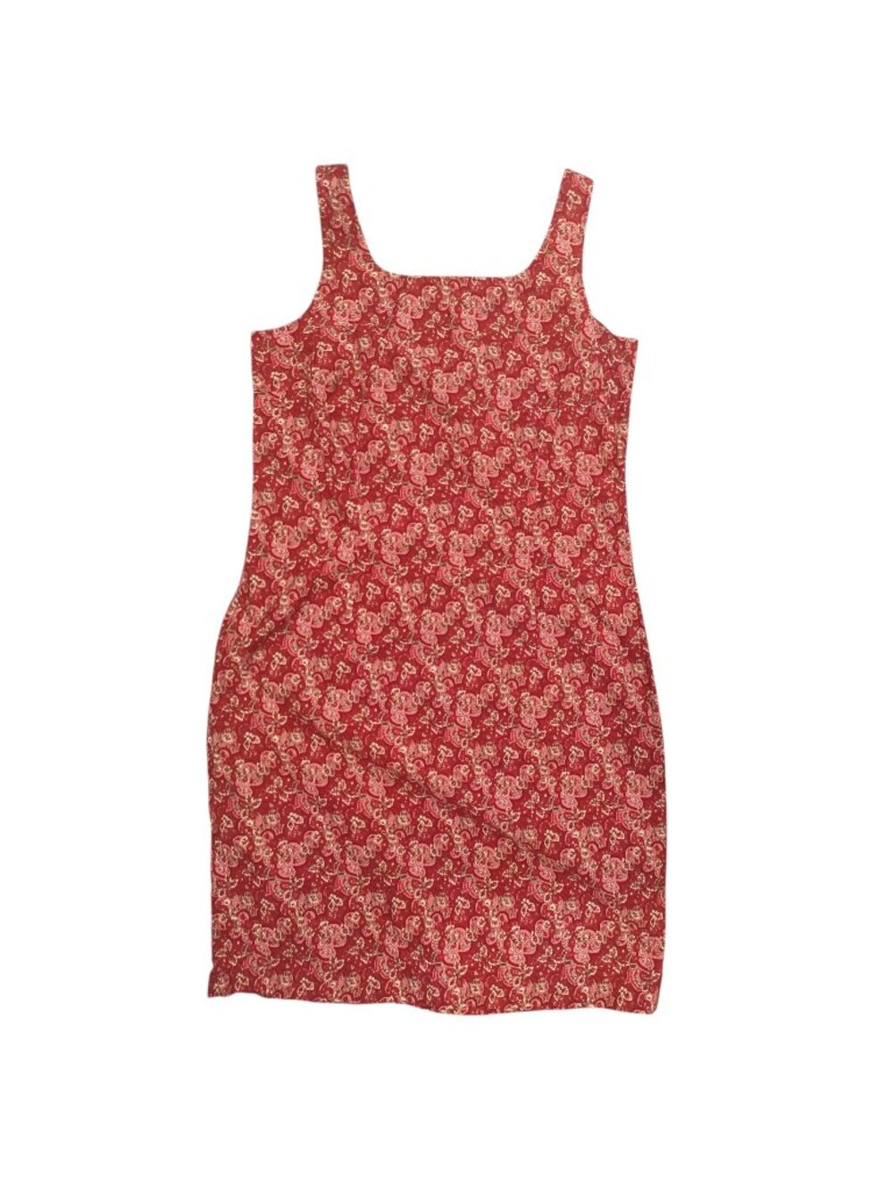 Vintage Faded Glory Red/Pink/White Floral Dress Summer Pencil Size Medium (8/10)